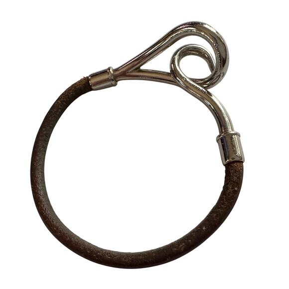 Hermès Jumbo Leather Hook Wrap Bangle Bracelet - Deep Brown - Picture 12 of 13